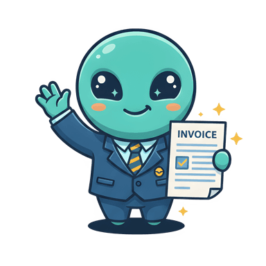 The Atsumori mascot holding an invoice